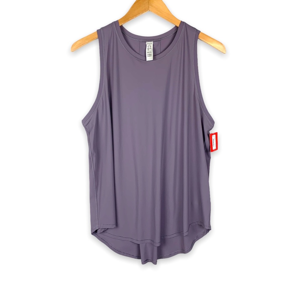 Spanx Satin Purple Go Lightly 'Got-Ya-Covered' High-Low Active Tank Top Large